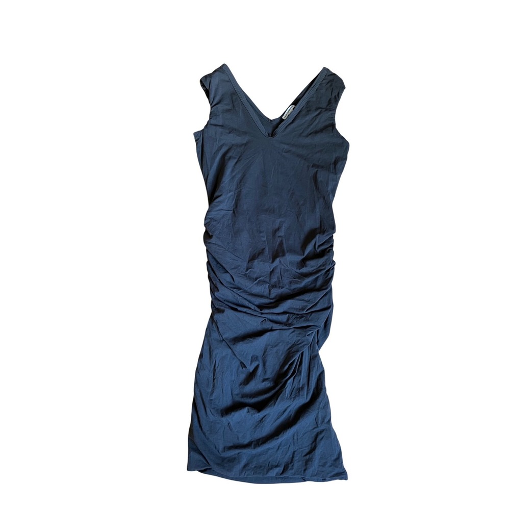 Standard James Perse Charcoal Gray Ruched V-Neck Midi Dress Size 3 L